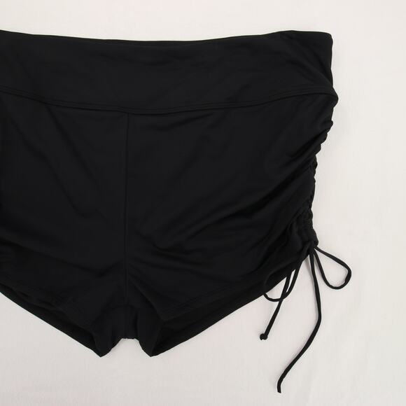 Beach House Swim Shorts Black Ruched Adjustable Side Tie Up UPF Modest 20W NWT - Picture 5 of 15